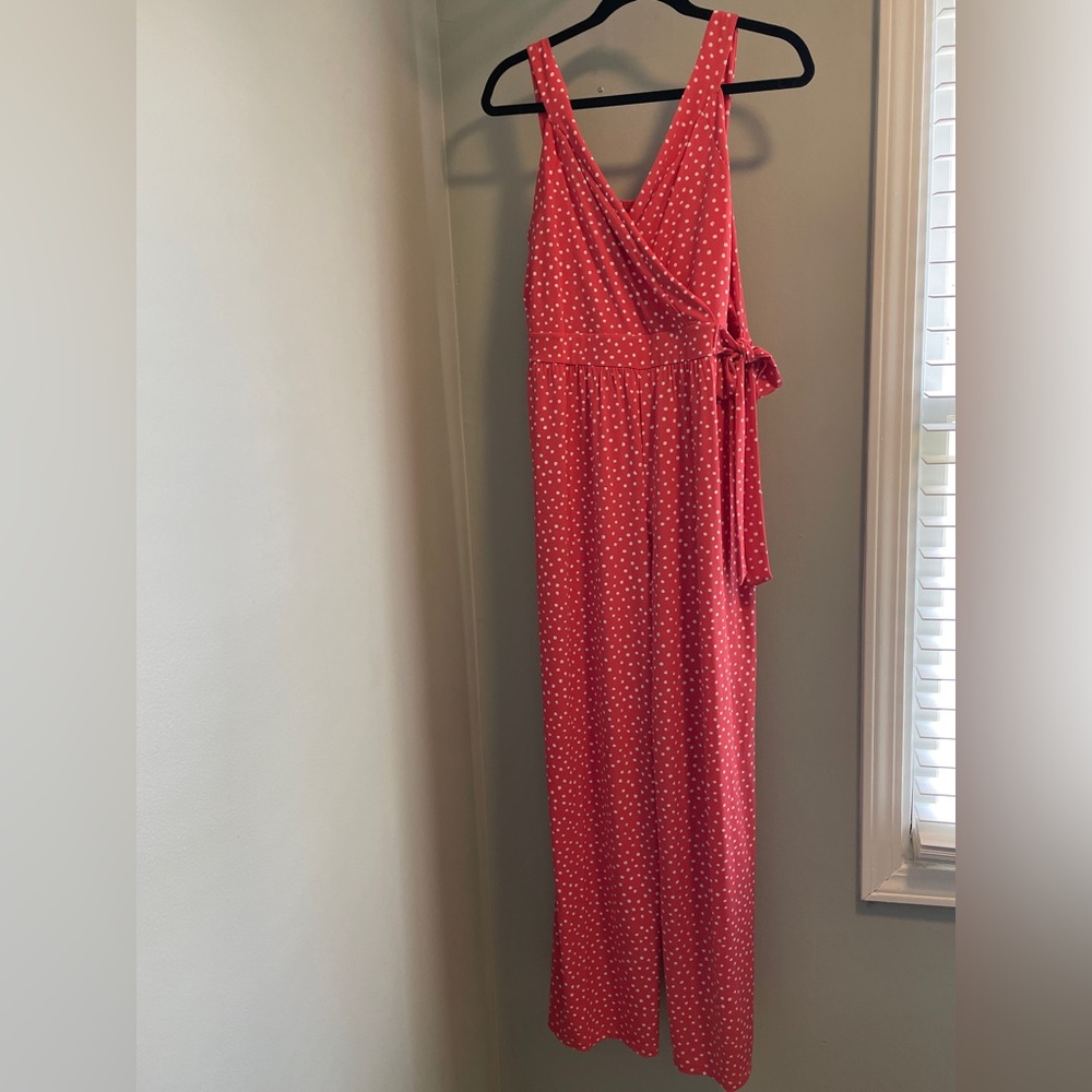 41Hawthorn Coral and White Polka Dot Jumpsuit NWT XL Sleeveless Jumpsuit